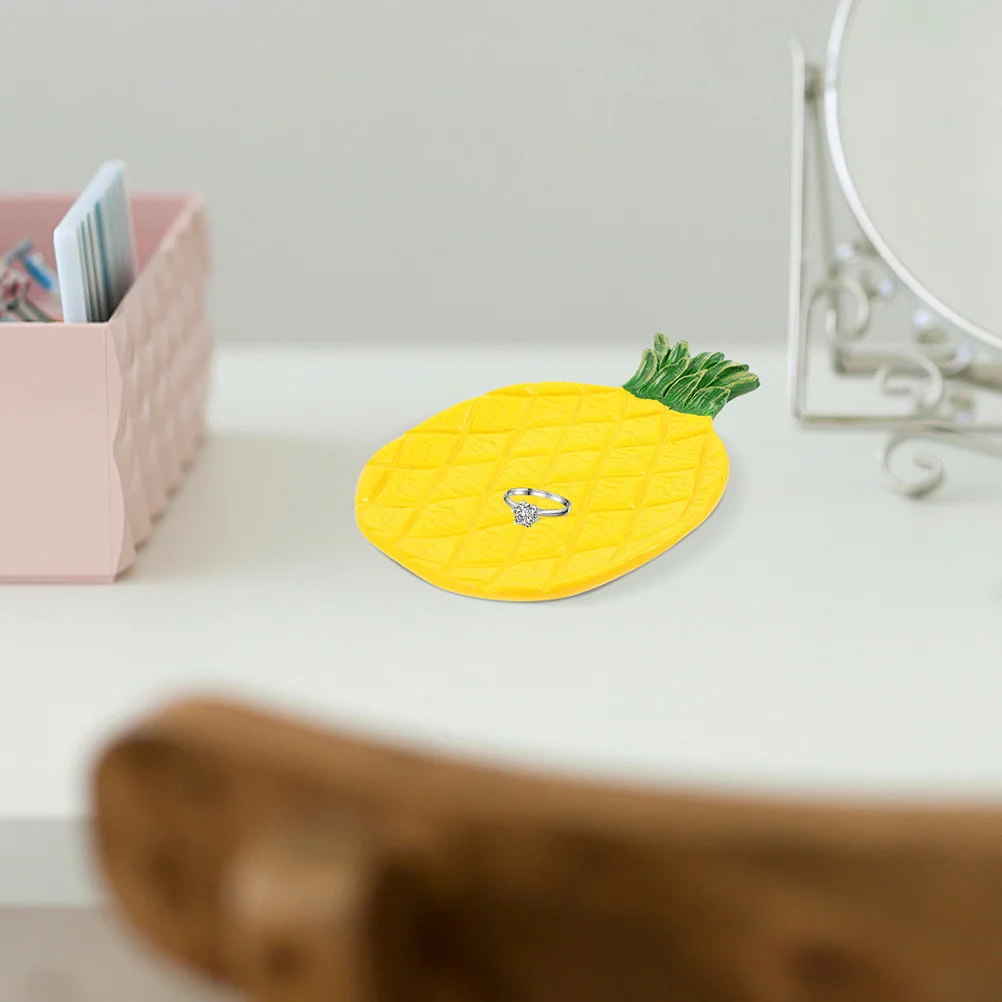 

2Pcs Ceramic Jewelry Plate Pineapple Shape Ring Dish Holder for Office Home Decor Trinket Storage Display Accessory Tray