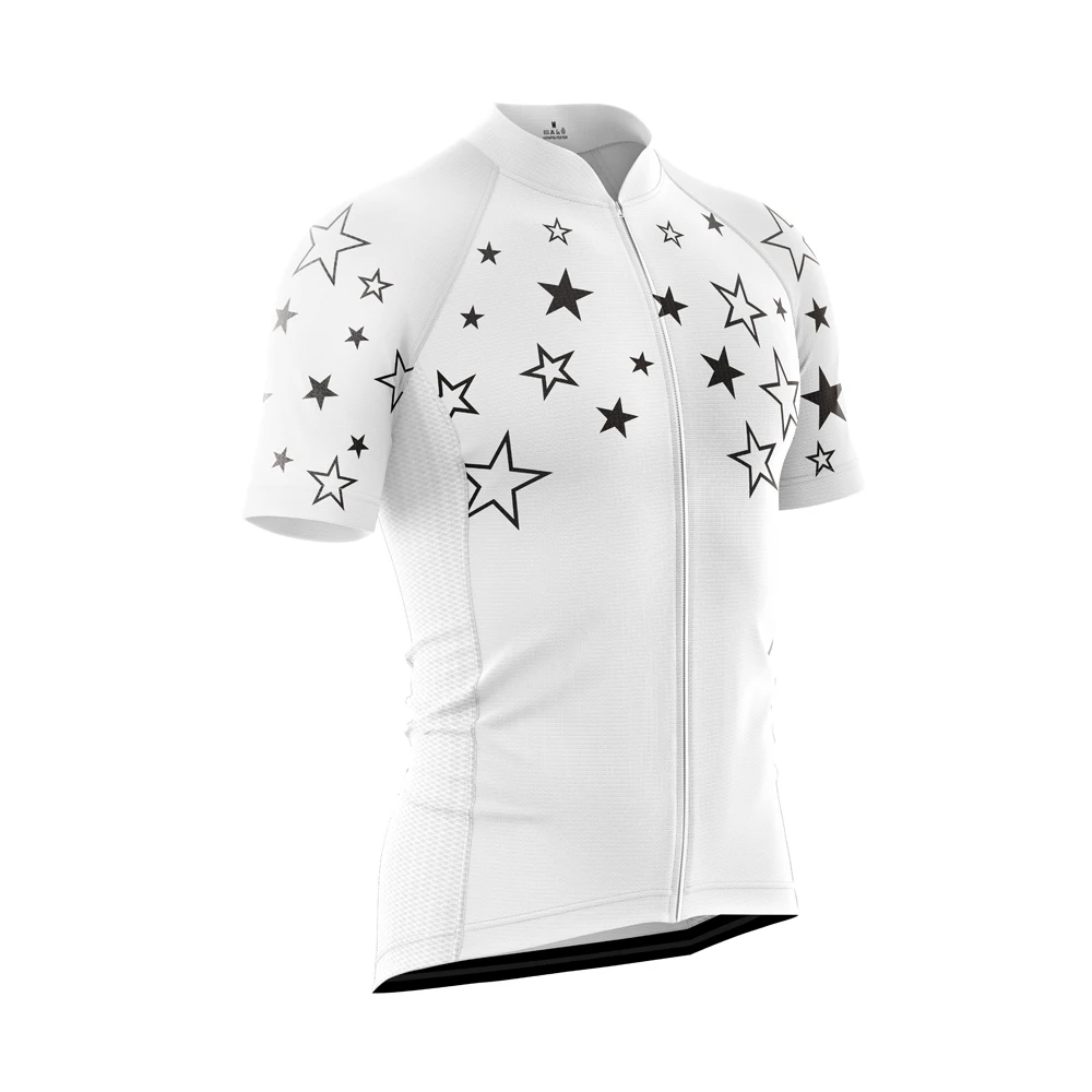 Men Short Sleeve Cycling Jersey Starry Night White