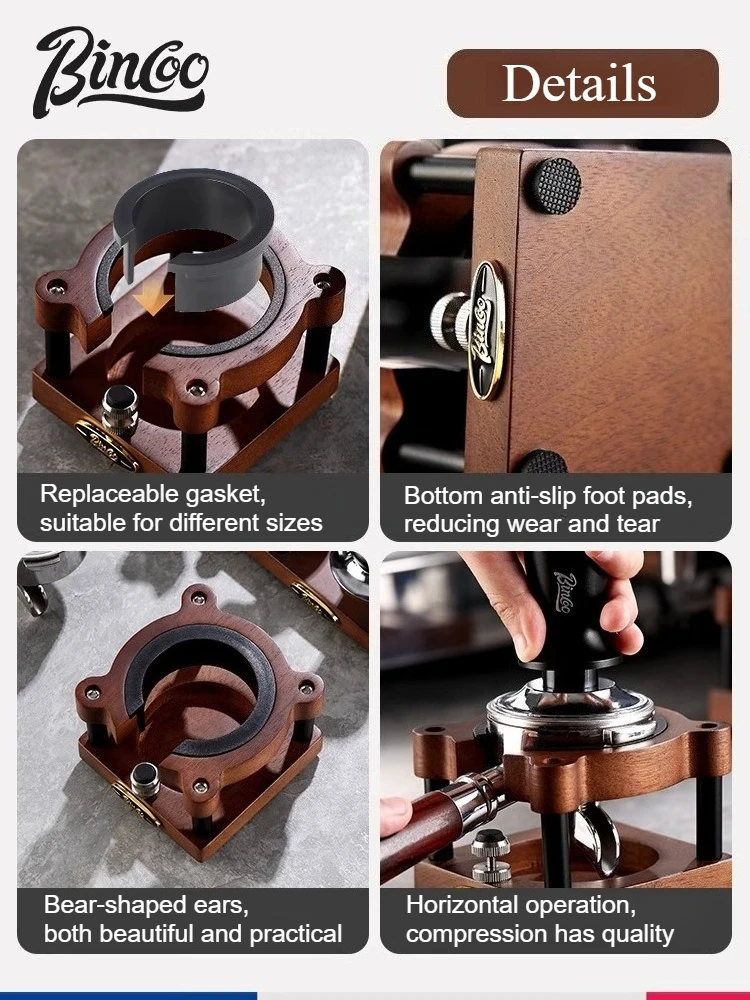 Bincoo 51mm 58mm Coffee Tamping Station Walnut Wood Tamper for Espresso Coffee Accessories Barista Tools view 5