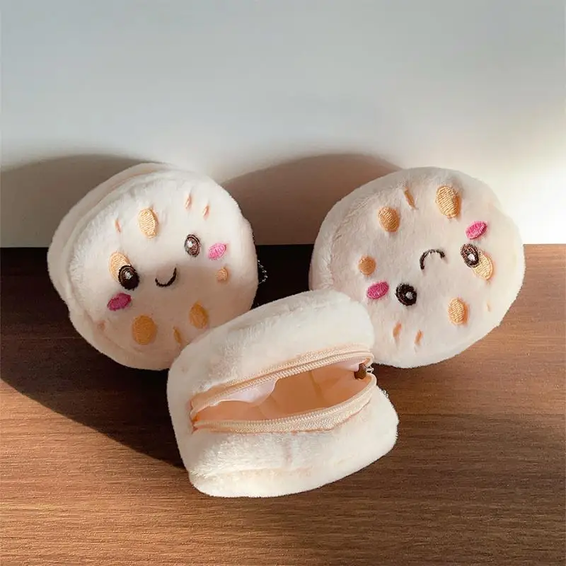 1/2 pçs dos desenhos animados raiz de lótus pelúcia moeda bolsa pingente fone de ouvido batons saco armazenamento versátil chaveiro mochila pendurado decoração