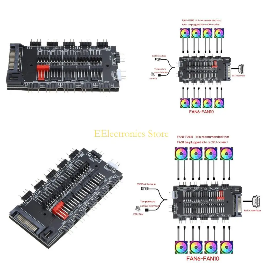 

B03C 12 В/4 контакта RGB 5 В/3 контакта ARGB вентилятор ШИМ-концентратор от 1 до 10 многоходовой разветвитель