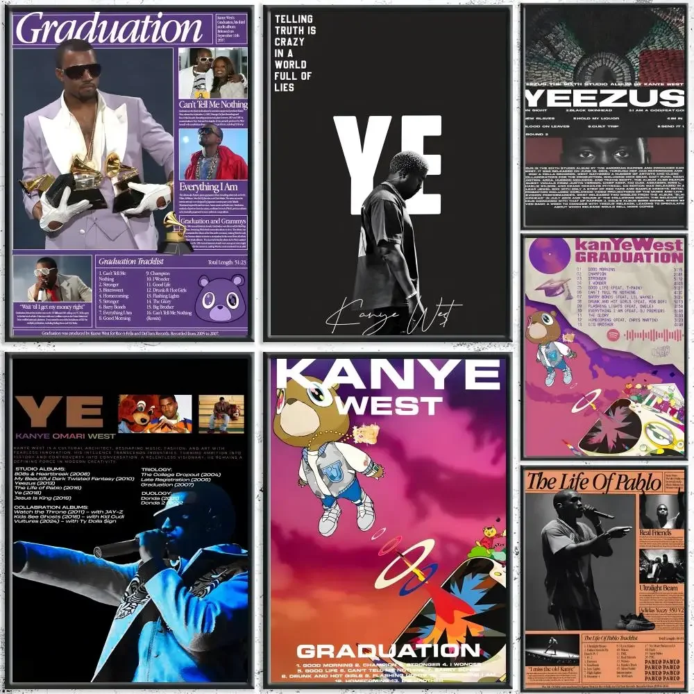 Rapper Star Y-YE K-Kanye W-West Painting Calligraphy HD Canvas Poster Crease Free Waterproof All Space Wall Decor