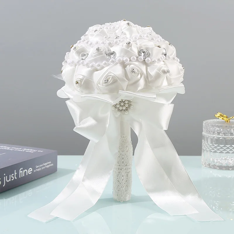 A handmade faux crystal rose bridal bouquet | Elegant sparkly wedding accessory - the perfect romantic celebration souvenir