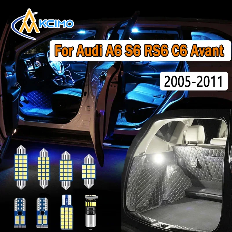 

LED Interior Light Kit For Audi A6 S6 RS6 C6 Avant 2005-2011 Super Bright Dome Map Door Lights Easy Install Bulbs Set