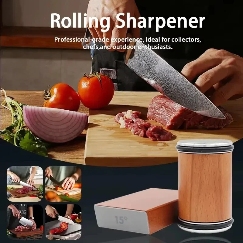 4 Angles Rolling Knife Sharpener Kit for Straight Edge Roller Knife Sharpening with Industry Diamonds Whetstone Chef Knife Set