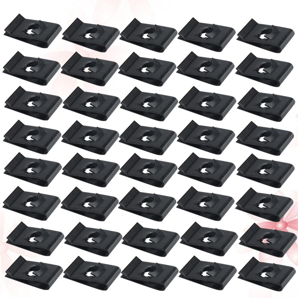 

50pcs Manganese Steel Clips Spire U Clip U Nut Fasteners Panel Bumper Wire Cable Fixing Fastening Black