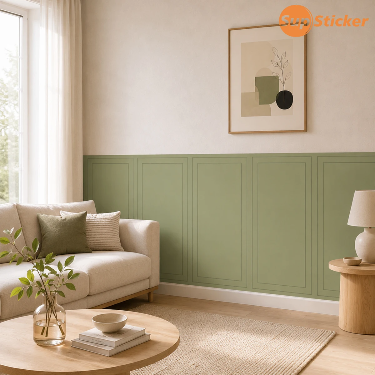 Modern Half Wall Sticker, Waterproof Wear-Resistant Self-Adhesive Decor Panel, 6 Colors, 45x90cm