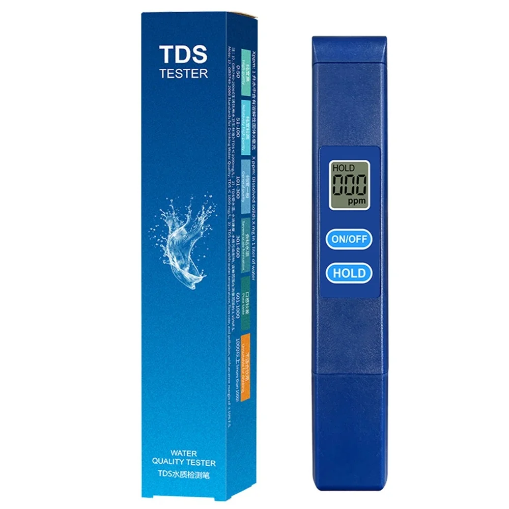 قلم اختبار جودة المياه TDS المحمول، كاشف مسبار السبائك 0-999ppm مع شاشة LCD للشرب/حمام السباحة/زراعة الأحياء المائية/الزراعة