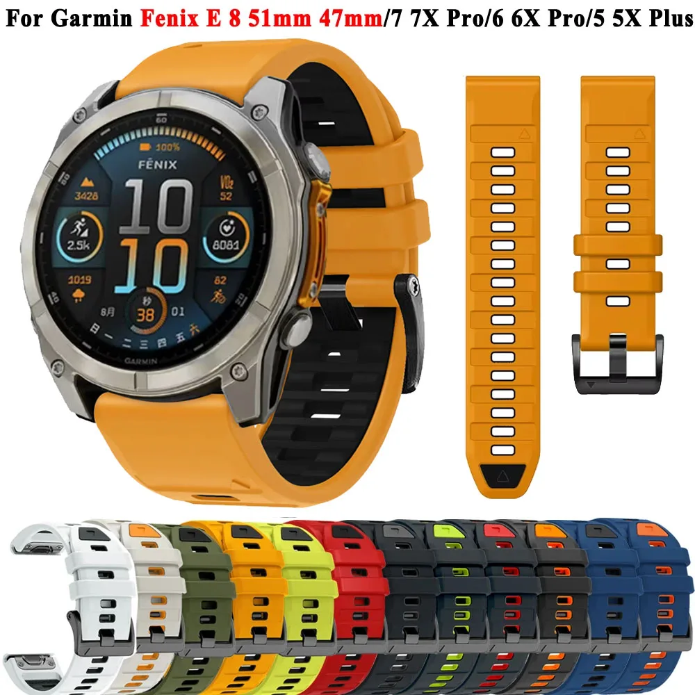 Für Garmin Fenix 8 51 mm 47 mm 7 7X 6 6X Pro 5X 5 Plus Silikonarmband QuickFit 22 mm 26 mm Enduro 3/Epix Pro/Forerunner 965 955 Band
