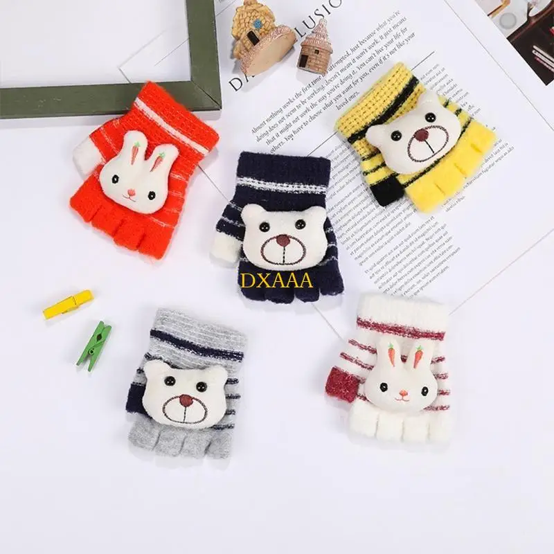 DXAA Knitted Gloves Full Finger Animal Mittens WInter Warm Gloves Party