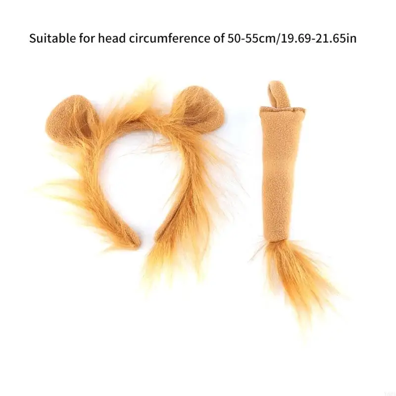 Y88a Lions kostuumset leeuwen oren staart pluche dier fancy kostuumset accessoires voor kinderen Halloween cosplay accessoires