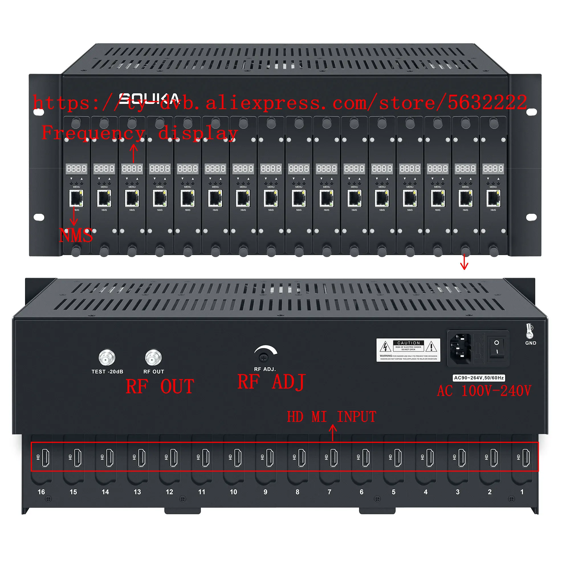 Hotel Cable TV System Hdmi To Rf 16 Channel Hdmi Encoder Modulator Dvb-t Dvb-c Atsc Isdbt Mpge2 Video Encoding Standalone Module