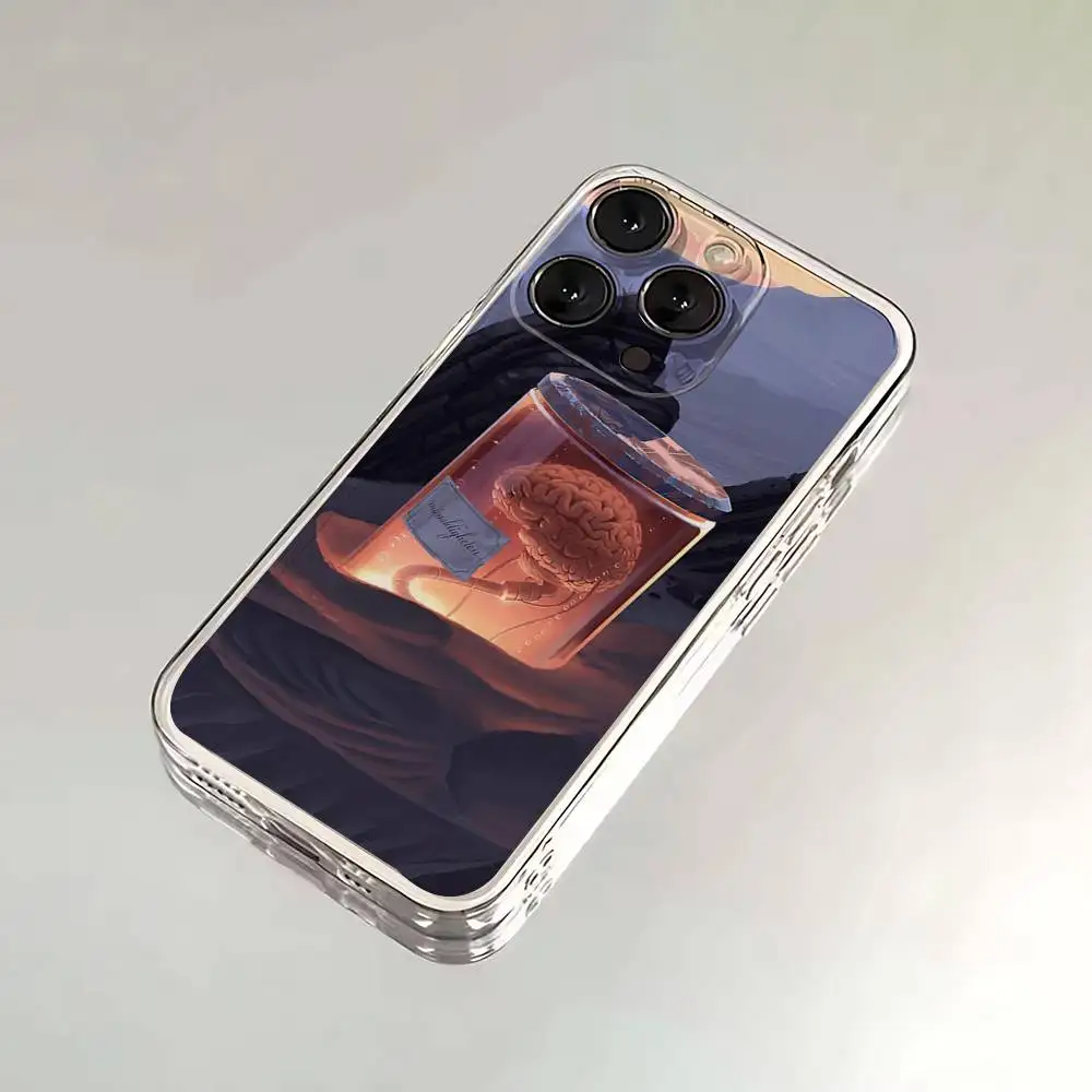 Casing HP Motif Otak untuk iPhone 6,16,15,14,13,12,11,17 Pro,Max,Plus,X,XS,XR,SE,Mini Transparan Bahan Lembut