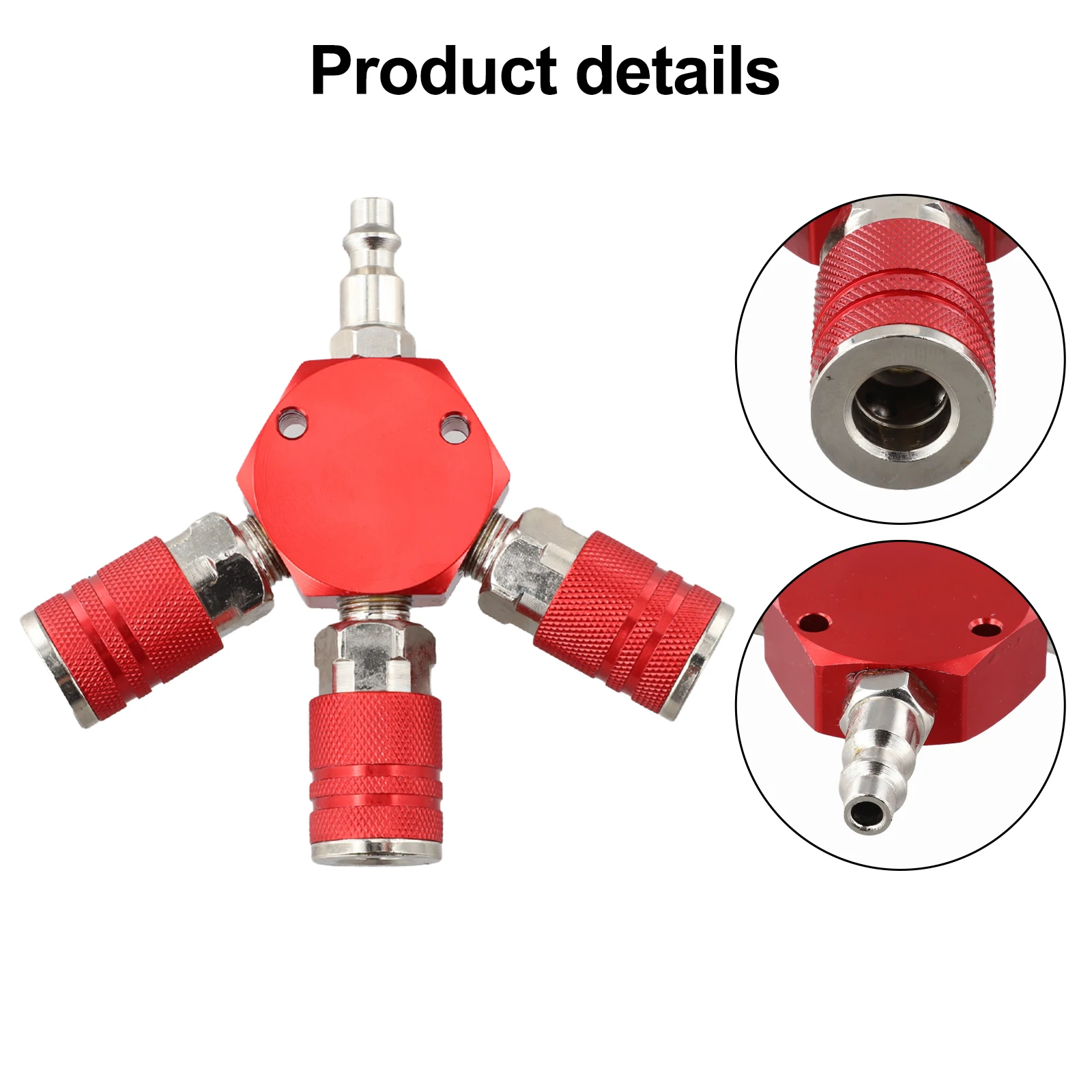 14 Inch NPT 3 Way Air Manifold with Hex Body and 3 Brass Quick Couplers for Pneumatic Line Splitting and Distribution