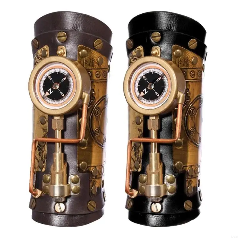 

M6CD Universal Steampunk Arm Sleeve Cuffs with for Vintage and Gothic Outfits Photo Props