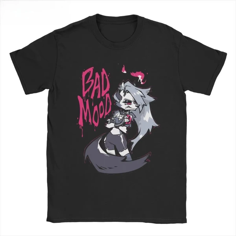 Men Women Loona Bad Mood T Shirts Helluva Boss Anime Pure Cotton Clothes Funny Short Sleeve O Neck Tee Shirt