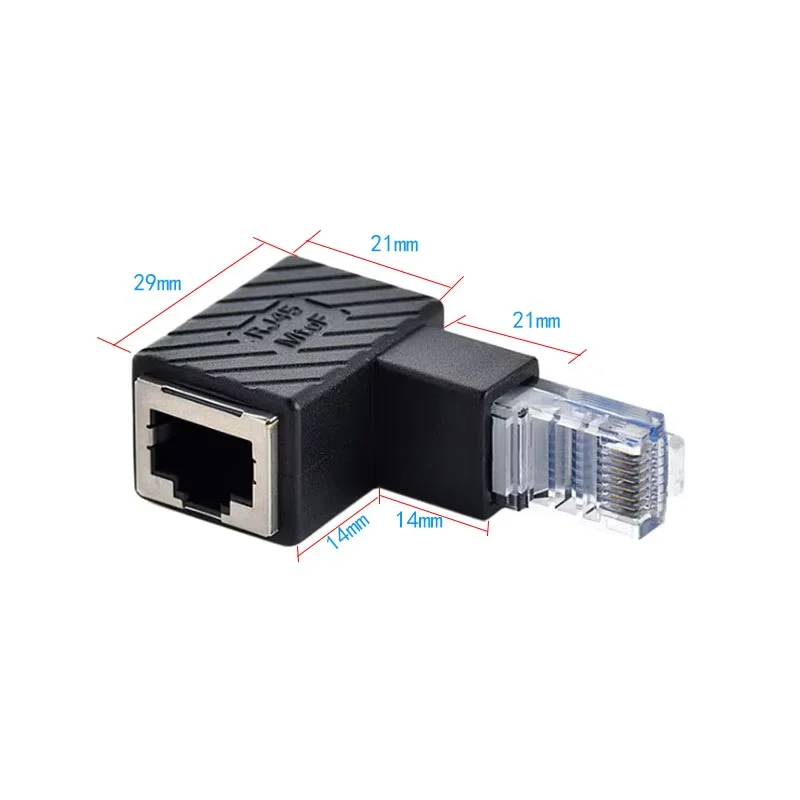 RJ45 Male To Female Converter 90 Degree Extension Adapter for Cat5 Cat6 LAN Ethernet Network Cable Connector Extender