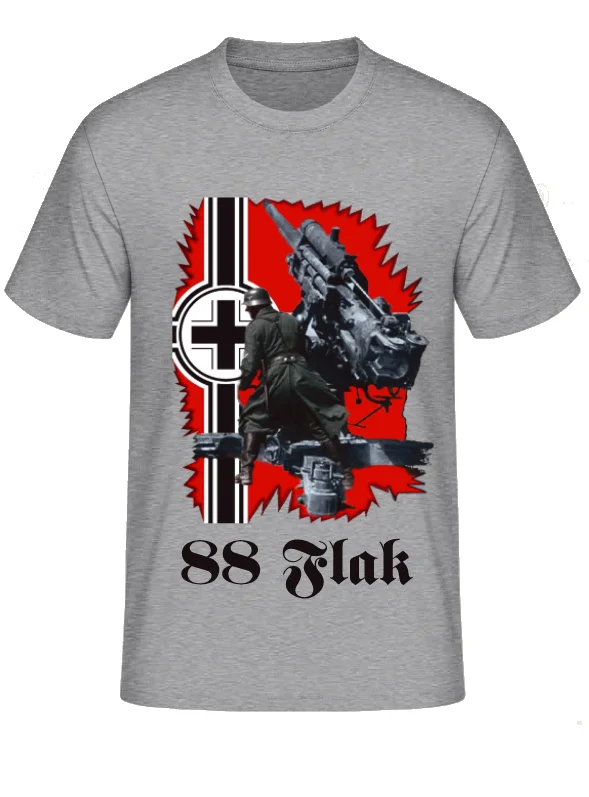  Battle Flag 88mm Flak Antiaircraft Gun T-Shirt 100% Cotton O-Neck Summer Short Sleeve Casual Mens T-shirt Size S-3XL