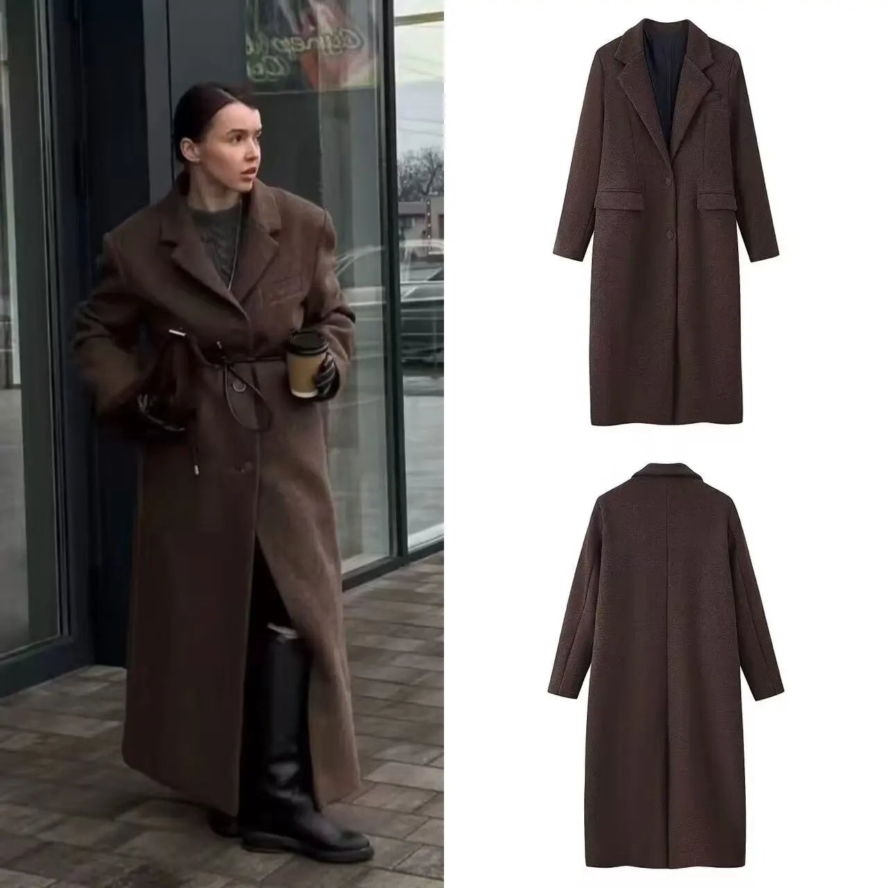 

Модное женское пальто, элегантная однобортная куртка с лацканами и длинными рукавами, осень 202, пригородное пальто