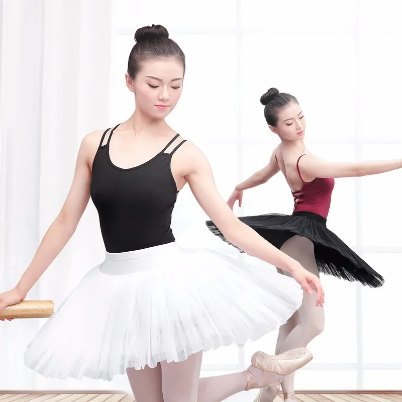 

7 Layers Tulle Professional Ballet Tutu White Swan Lake Costume Pancake Practice Rehearsal Platter Dance Ballet Half Tutu Skirt