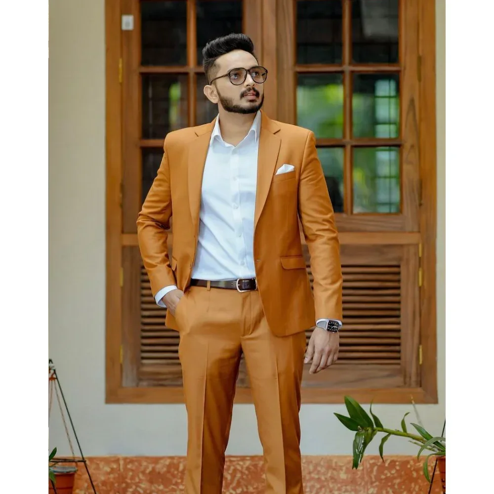 

New Arrival Solid Suits for Men 2024 Formal Casual Daily Outfits Wedding Groom Tuxedo 2 Piece Male Suit Slim Fit (Blazer+Pants)