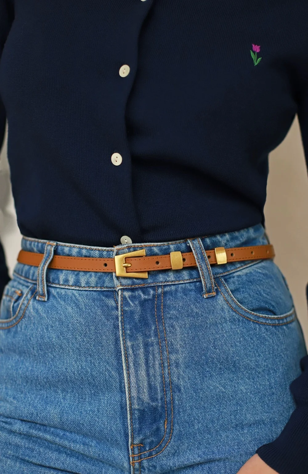 

Fashion Skinny Belt Women's Cowhide Decorative Jeans With Coat Dress Sweater Waist Belt Gold Buckle Leather Waistband