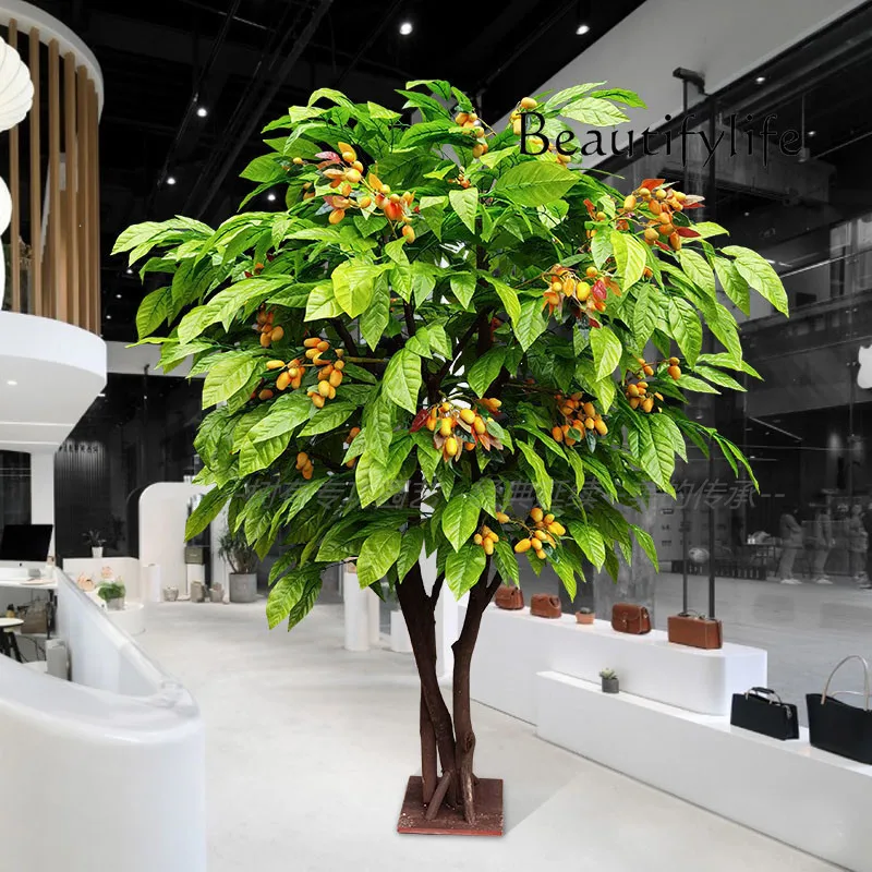 Simulation fruit tree, mango tree, apple, large plant, indoor natural solid wood customization