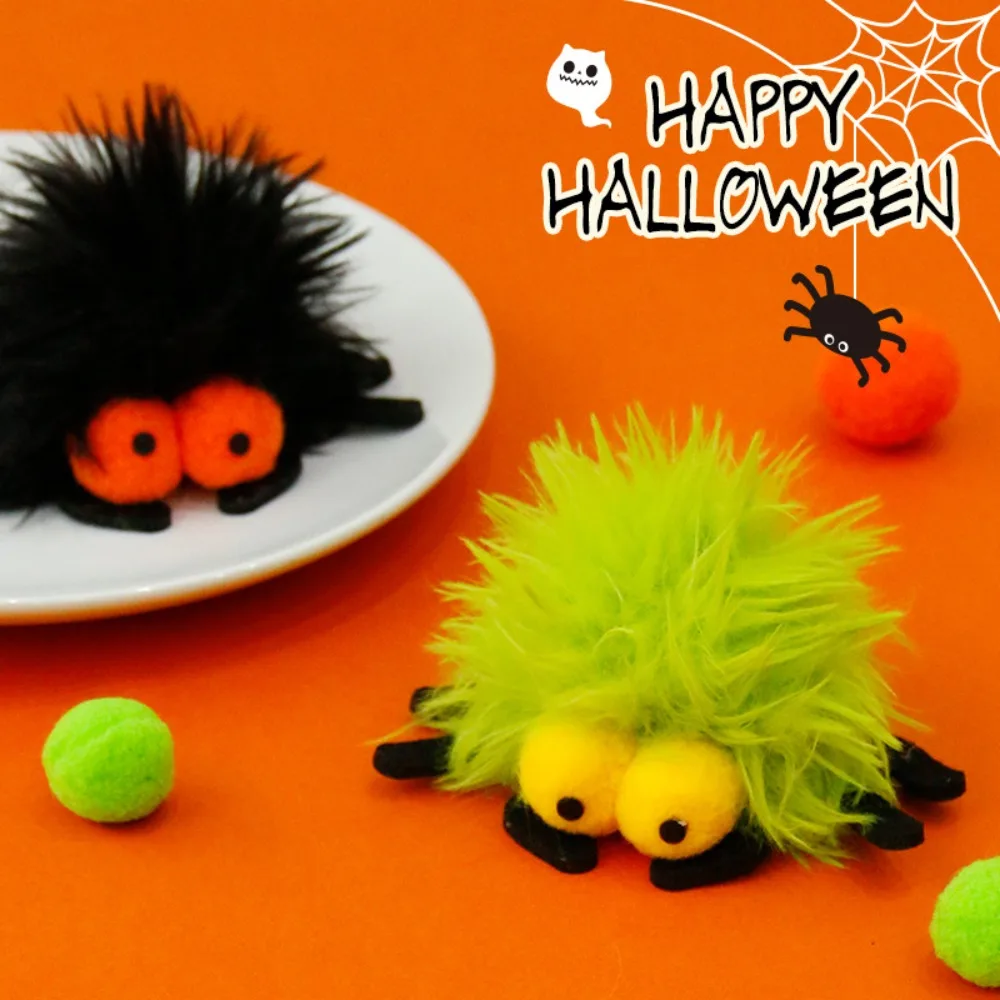 Halloween-Katzenminze-Spielzeug, das nicht leicht gebissen kann. Lustiges Katzenspielzeug für Haustiere, langhaarige Plüschspinnen mit Glöckchen, interaktives Katzenspielzeug