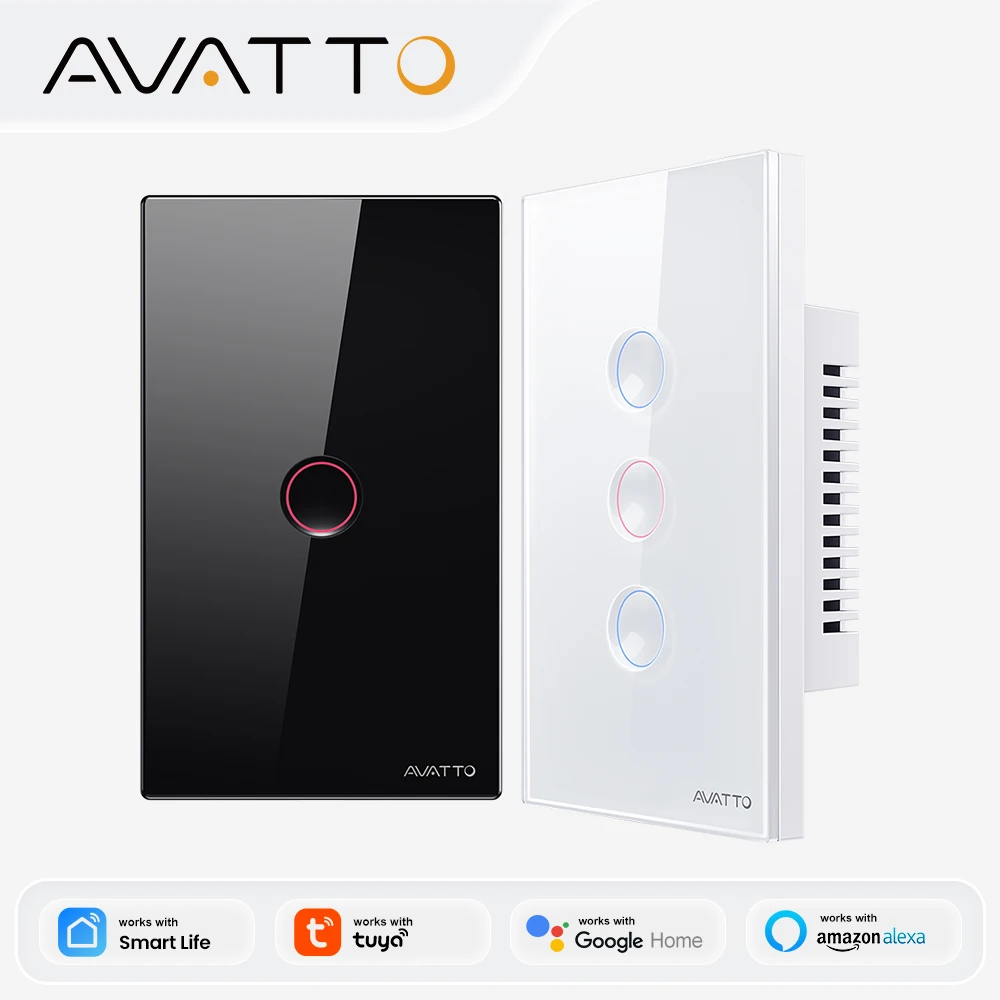 

AVATTO WiFi 1/2/3/4 Gang Smart Light Switch,Wireless Wall Touch Grooved Button Switch Remote Works With Tuya Alexa,Google Home