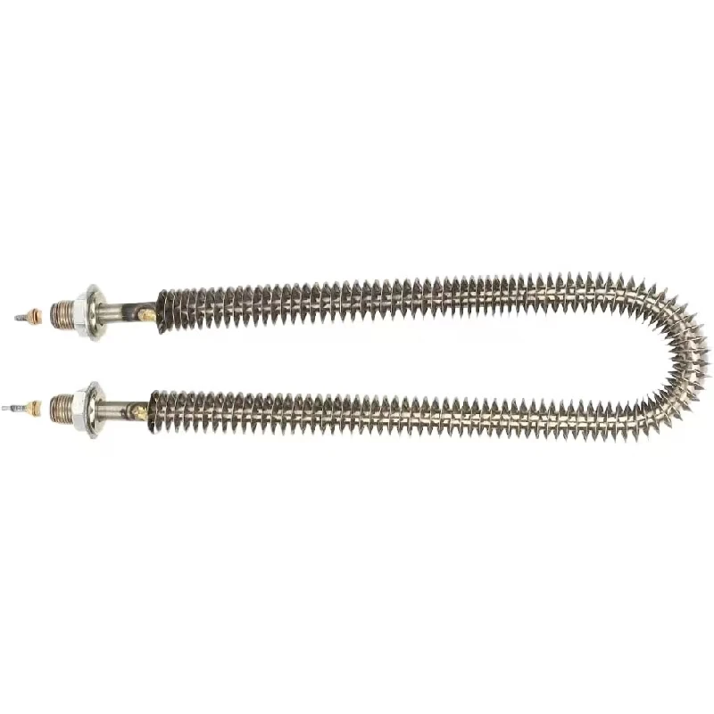 3kw Stainless Steel New High-Accuracy Finned Tube Air Heater Element Straight Finned Tubular Heater Thermostat 1 Year Warranty