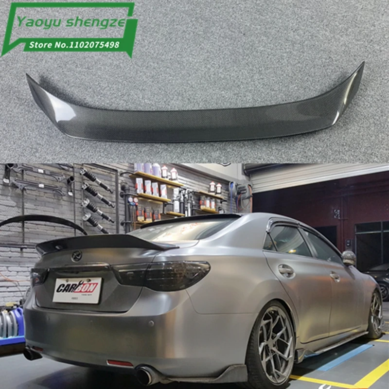 for Toyota Mark X REIZ spoiler 2010 11 12 13 14 15 16 17 year glossy carbon fiber rear wing K style Accessories