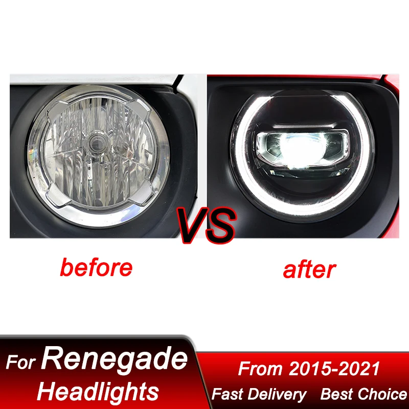 Car Headlights For Jeep Renegad 2015-2021 to new style full LED Headlamp Assembly Upgrade Projector Lens Accessories Kit