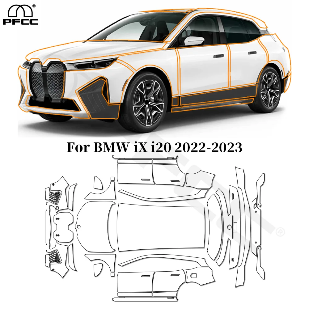 

For BMW iX i20 2022-2023 TPU Paint Protection Film Anti-scratch Car Body Clear Bra Pre-cut PPF Resistant Invisible Repairable