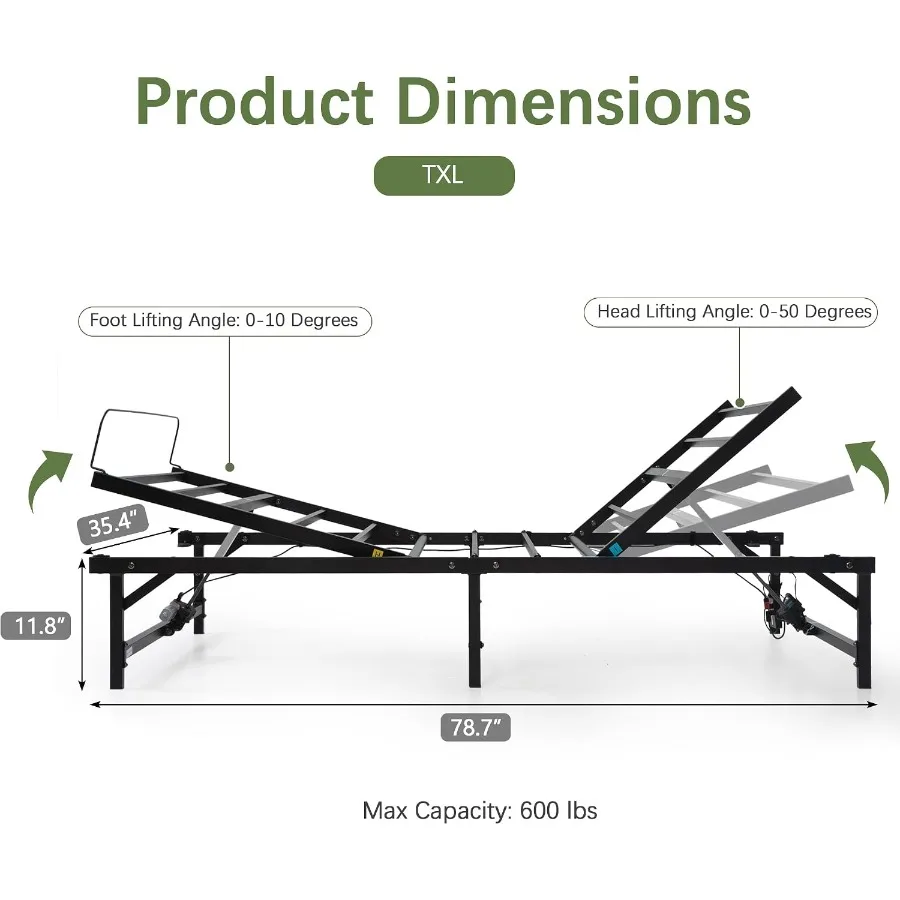 Adjustable Bed Frame Twin XL Electric Adjustable Bed Base