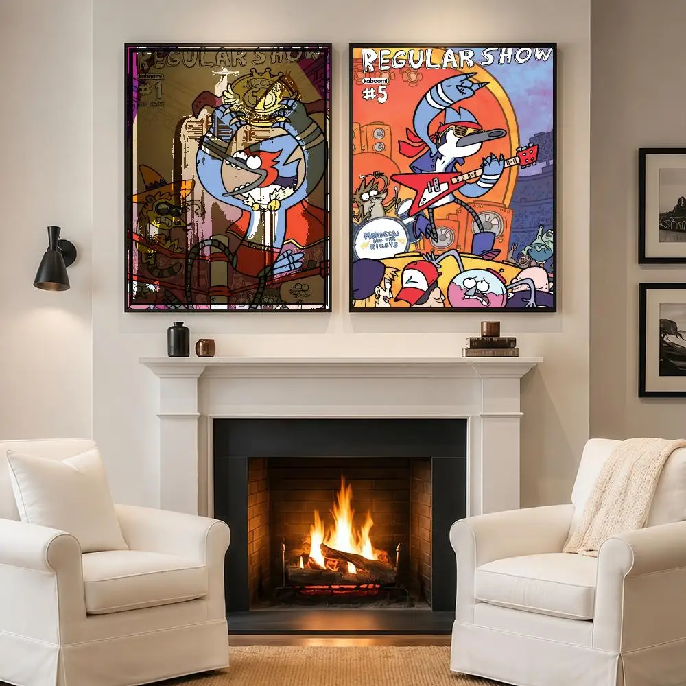 Cartoon R-Regular Show Poster Frameless Poster Wall Art Indoor Decor For Living Room Office Bar Bedroom Wall Decoration