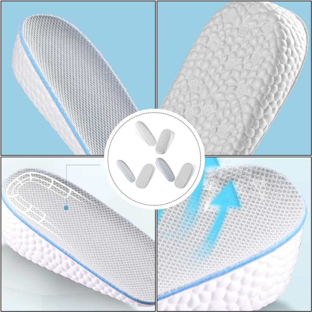 

3 Pairs Heightening Insoles Sports Shoes Men Women Soft Sponge Breathable Mesh Shockproof Skidproof Foot Care Use