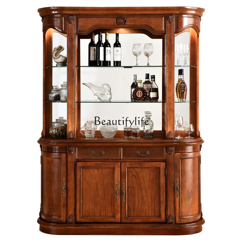 

American Solid Wood Side Cabinet Restaurant Vintage Locker Dish Cabinet