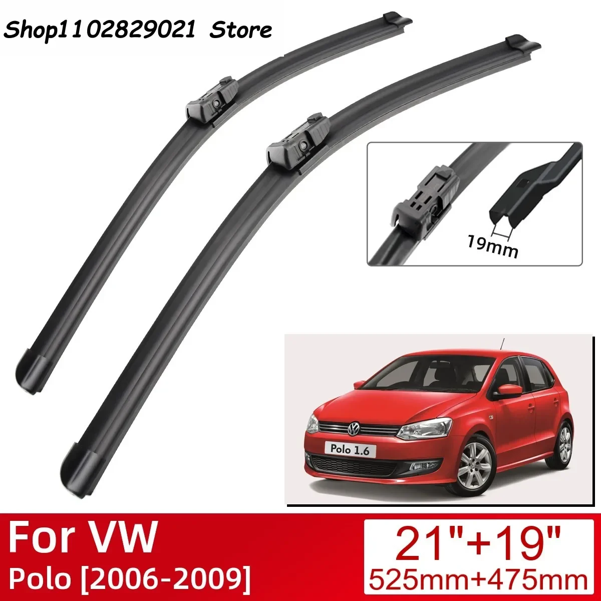 

For VW Polo 2006-2009 Car Accessories Front Windscreen Wiper Blade Brushes Wipers 2009 2008 2007 2006