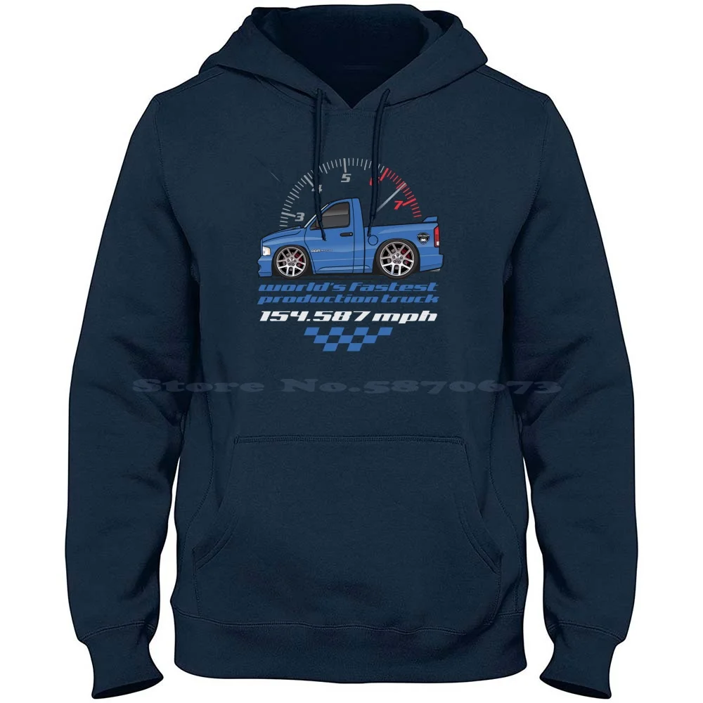 World Fastest Production Truck-Blue 100% Pure Cotton Hoodie Tshirt 2004 2005 Ram 1500 Pickup Truck Daytona Srt 10 Srt10 Rumble