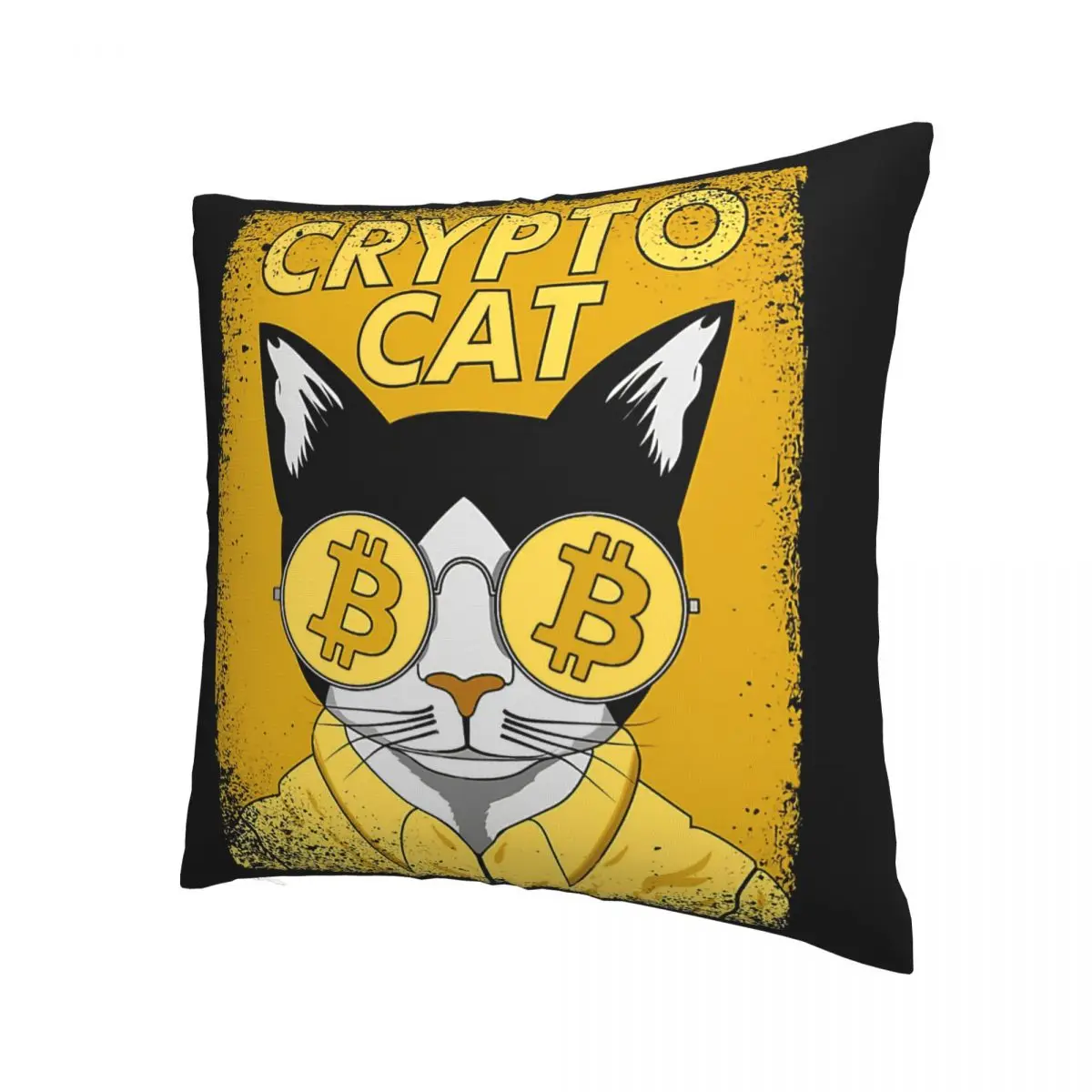 Crypto Cat Bitcoin Design Throw Pillow Case Cryptocurrency Short Plus Cushion Covers For Home Sofa Chair Decorative Backpack