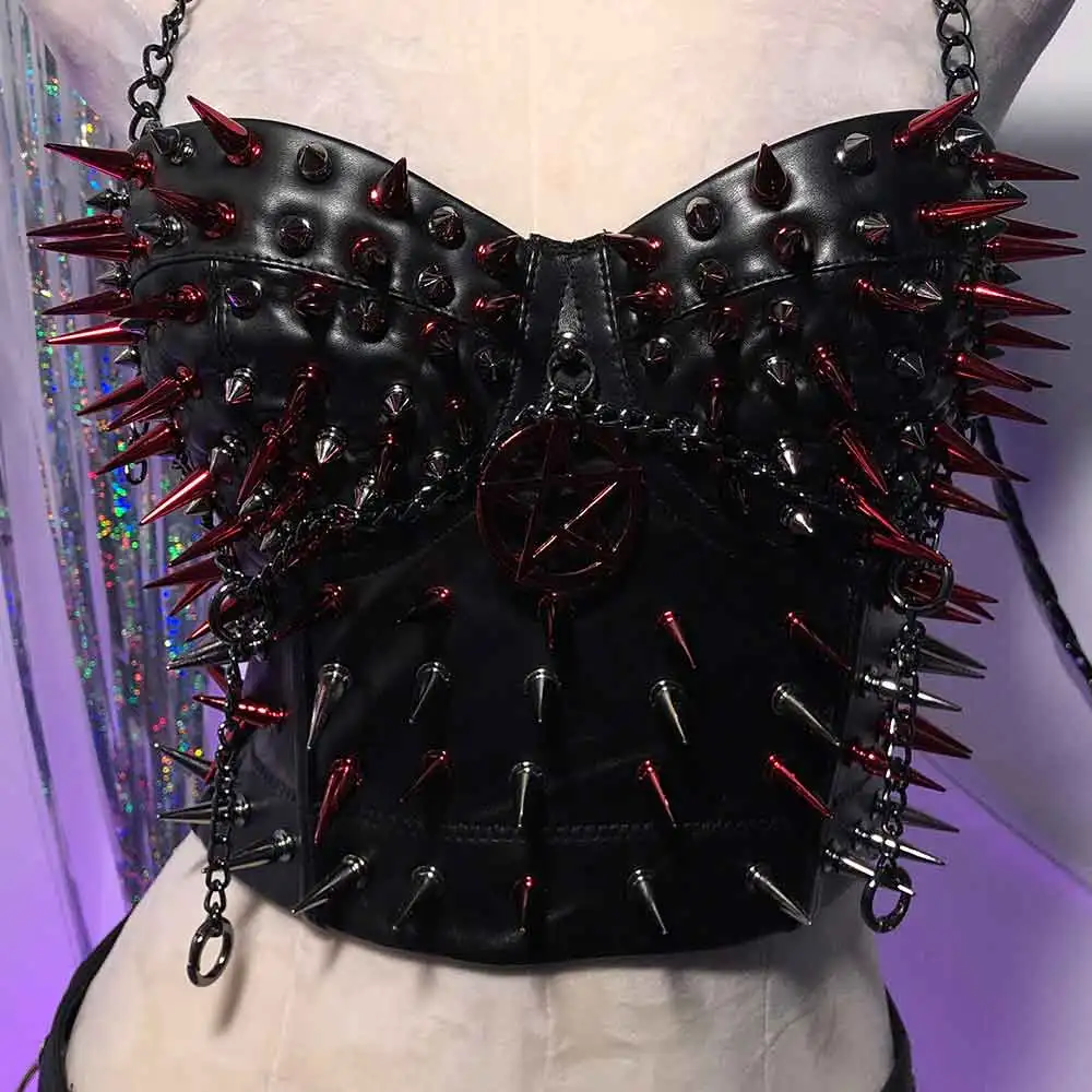 Goth Gothic Skirts Hand Made Eco E-Girls 2025 Emo Kawaii Grunge Harajuku Y2K TOPS 90s Fairy Punk Rock Spike Studded Rivet