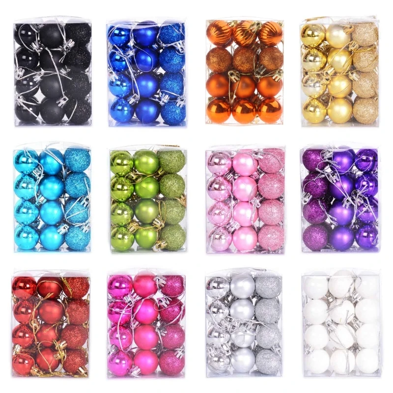 24Pieces Christmas Balls Ornaments Colorful Bauble Pendant for Christmas Tree Hanging Ball for Holiday Party Decoration