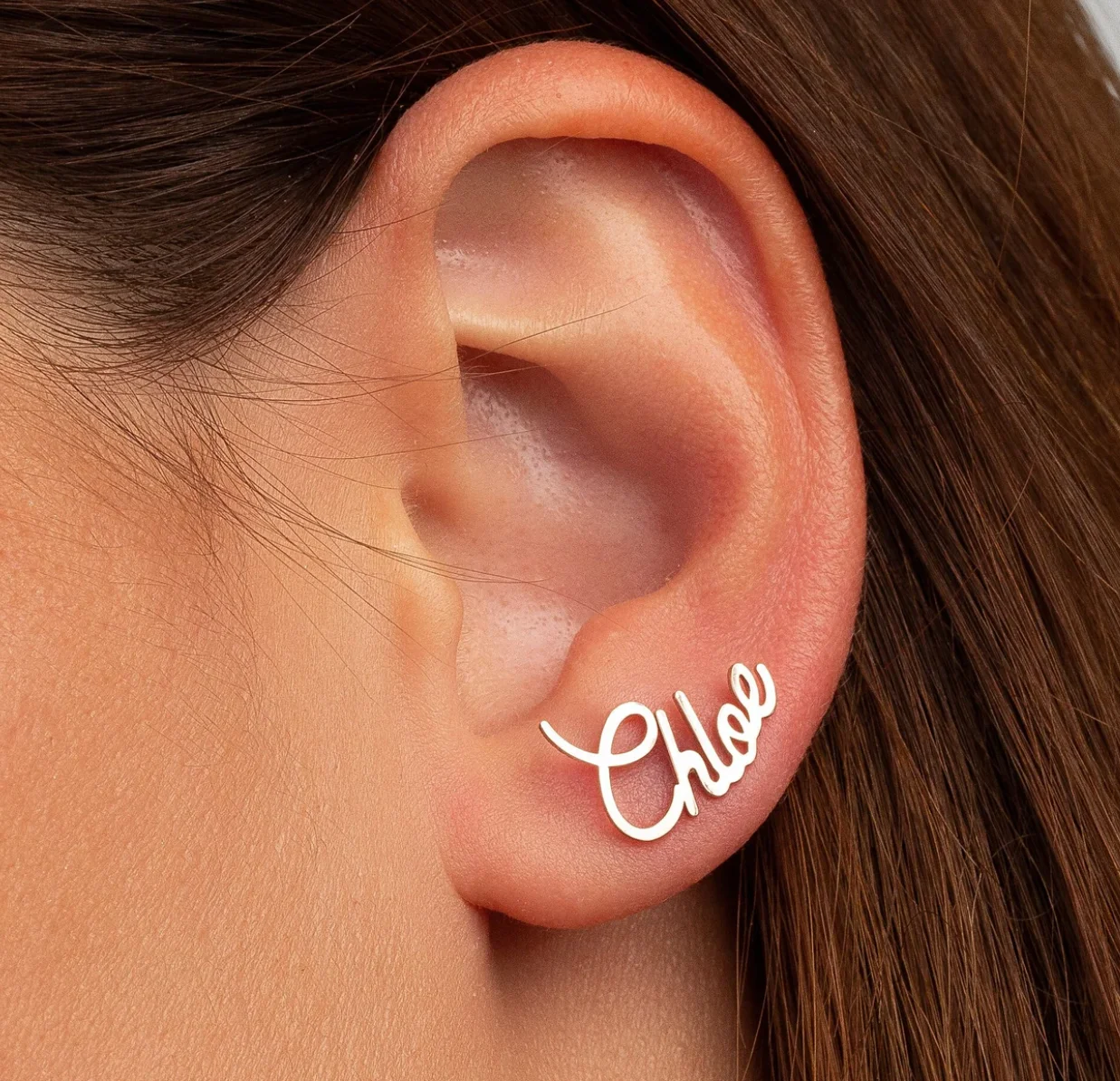

Personalized stainless steel customized micro double letter name earrings couple friends' birthday and Christmas gifts