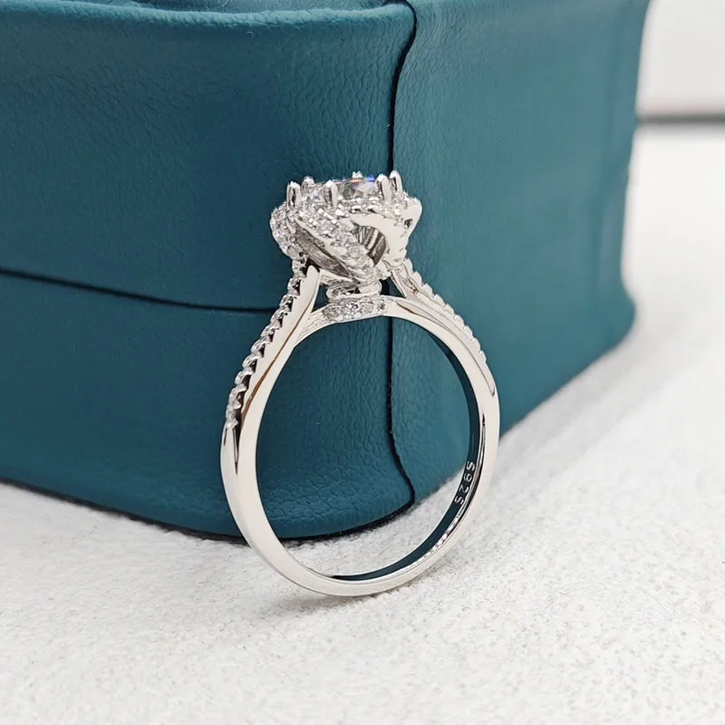 

Кольцо JoyceJelly из стерлингового серебра S925 с муассанитом, элегантное женское кольцо-бутон с уникальным дизайном, свадебное кольцо в форме цветка