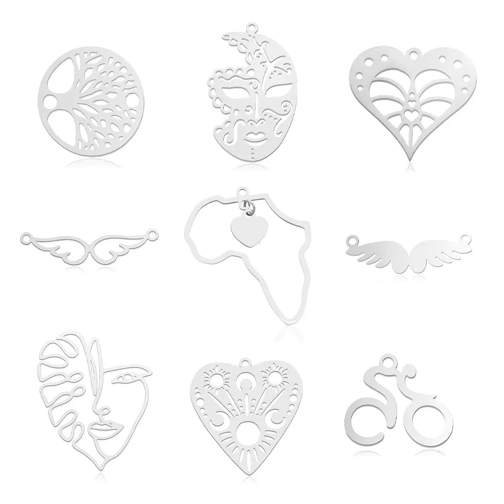 5pcs/lot Stainless Steel Life Tree DIY Charm Pendant Wholesale Wing Mask Jewelry Finding Earring Necklace Making Factory Price