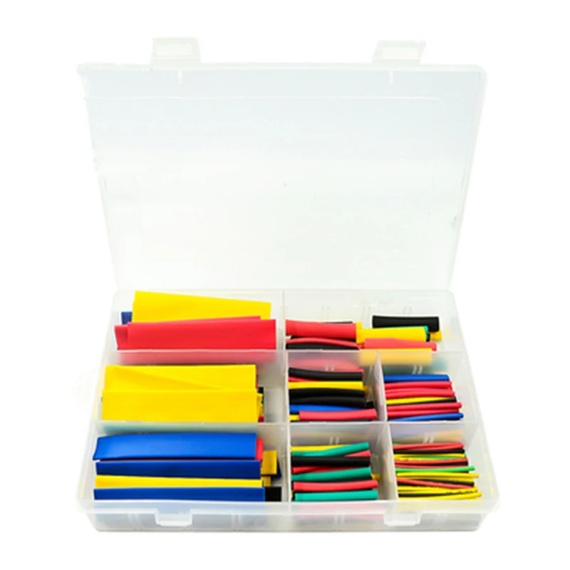 328/140/127/530PCS Heat Shrink Tubing Wire Cable Wrap Assortment Electric Insulation Tube Kit 5 Color 8 Size