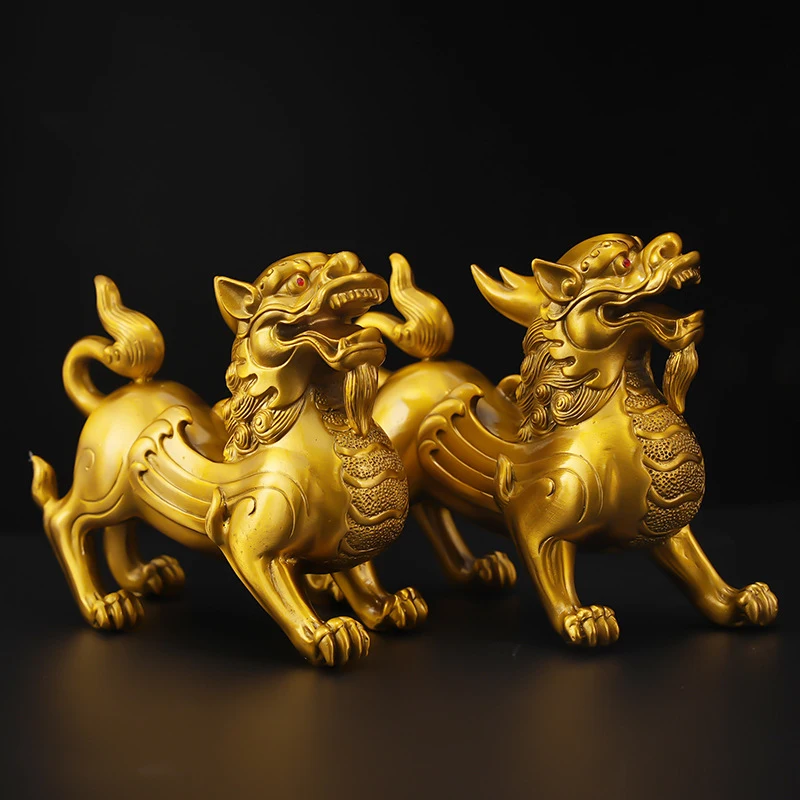 Copper Flying Unicorn Figurine, Brass Pair, Home Decorations, Decorative Crafts, Wholesale Small Pixiu Ornaments