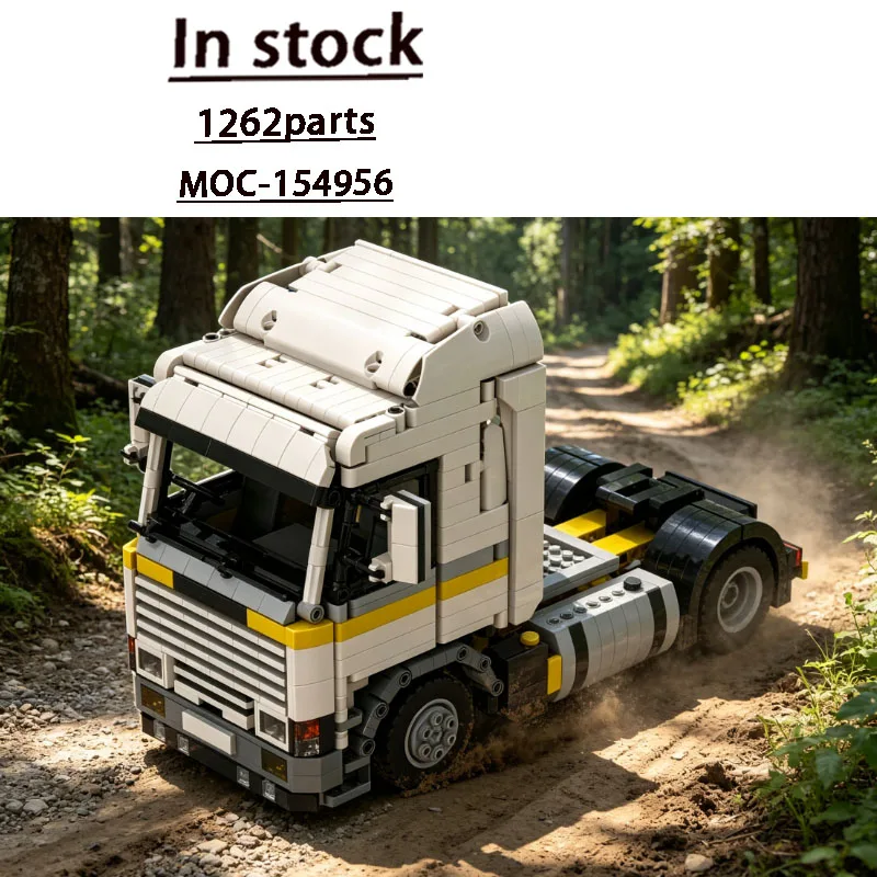 Building Block Model MOC-154956 New Street Freight Flathead Semi-Trailer Truck 1262 Parts Custom Birthday New Year Toy Gift
