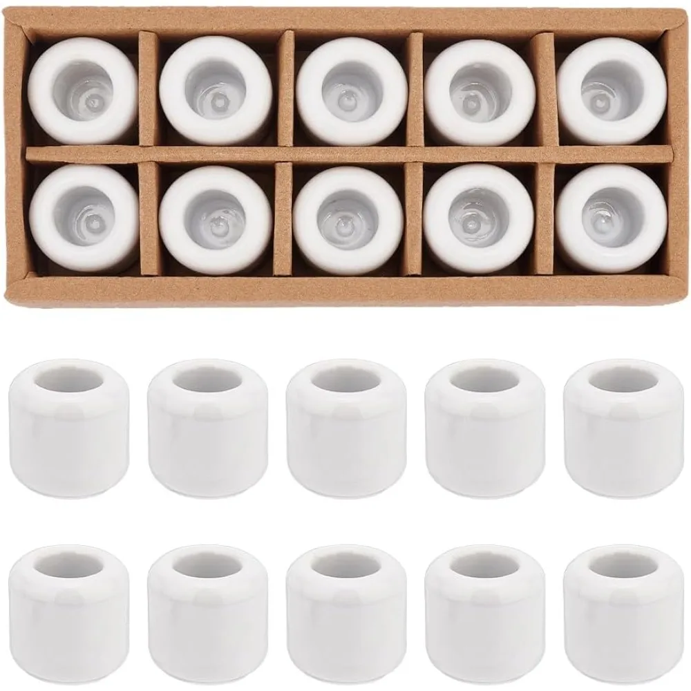 

10 Pieces Ceramic Candle Holder White Ceramic Chime Ritual Spell Candle Holders for Taper, Rituals, Spells, Altar, Wiccan