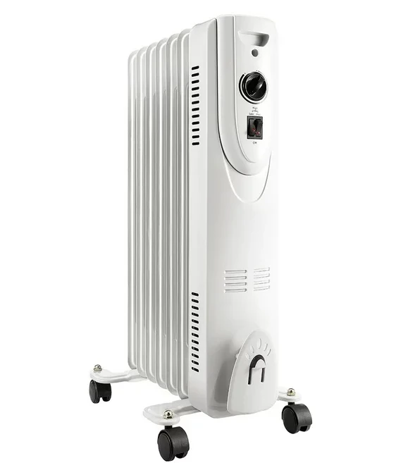 1500W portable oil-filled radiator | Quiet heater for bedroom, office and living room | easy sliding casters